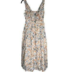 Joie Sleeveless Dress Women's Size 4 Floral Cotton Keyhole Neck Cottagecore